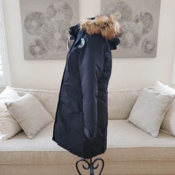 NEW! Canada Weather Gear: Water Resistant Hooded Parka - size Medium in Black - Picture 9 of 16